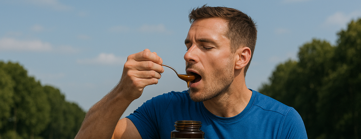 Manuka Honey for athletes - athlete eating honey